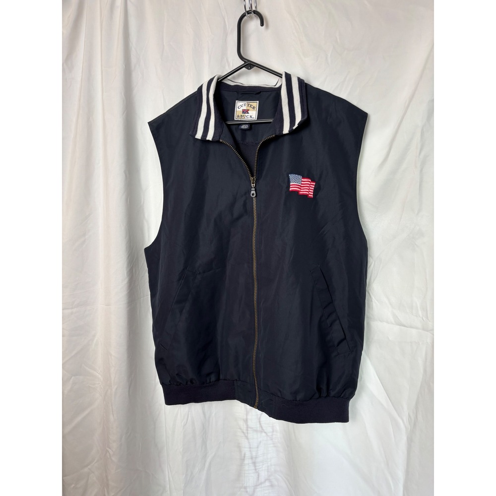 Cutter & Buck Mens Navy Blue American Flag Golf Vest ClimaGuard CB1068-59 Large